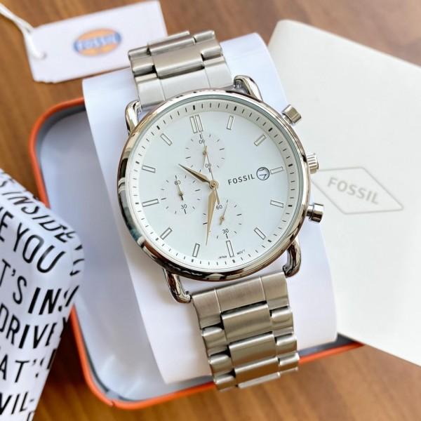Fossil Silver Stainless Steel Strap White Dial