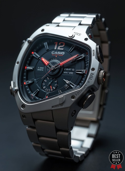 Black Silver Stainless Steel Dial Analog- Digital Watch