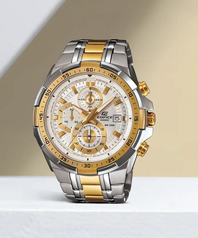 Casio Edifice EFR-539 | Silver-Gold Black Dial Bold Edition